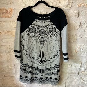 Free People New Romantics Aztec Embellished Sweatshirt Dress - size Small